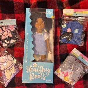 HEALTHY ROOTS DOLL with 4 OUTFITS PLUS SPA and LUGGAGE generation set and DOG